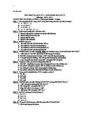 Đề kiểm tra học kì I Sinh học lớp 9 - Năm học 2010-2011